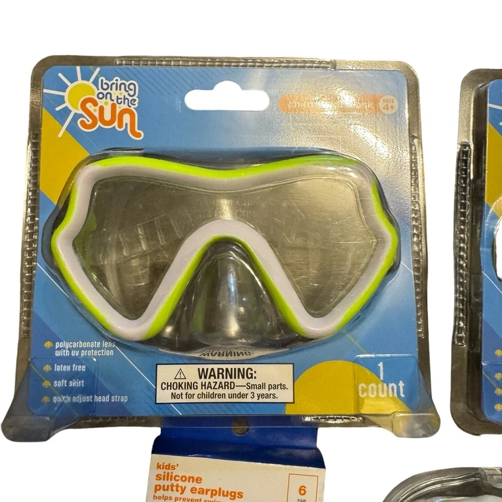 Lot of 4 Child/Youth & Kids‎ Swim Masks-Goggles and Ear Plugs NEW